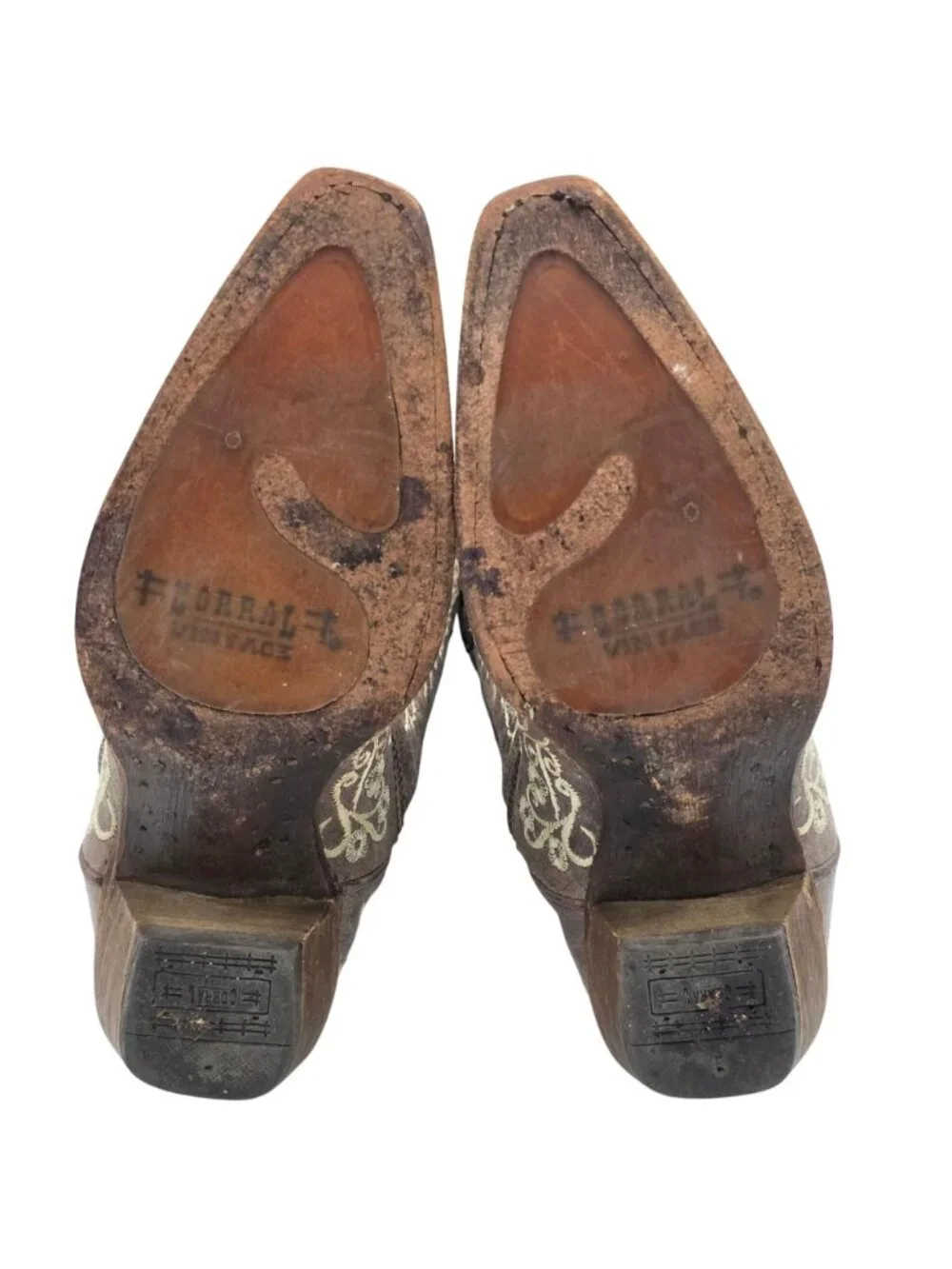 Corral Distressed Brown Leather Floral Cowgirl Western Boots Women 7M Snip Toe - Picture 5 of 16